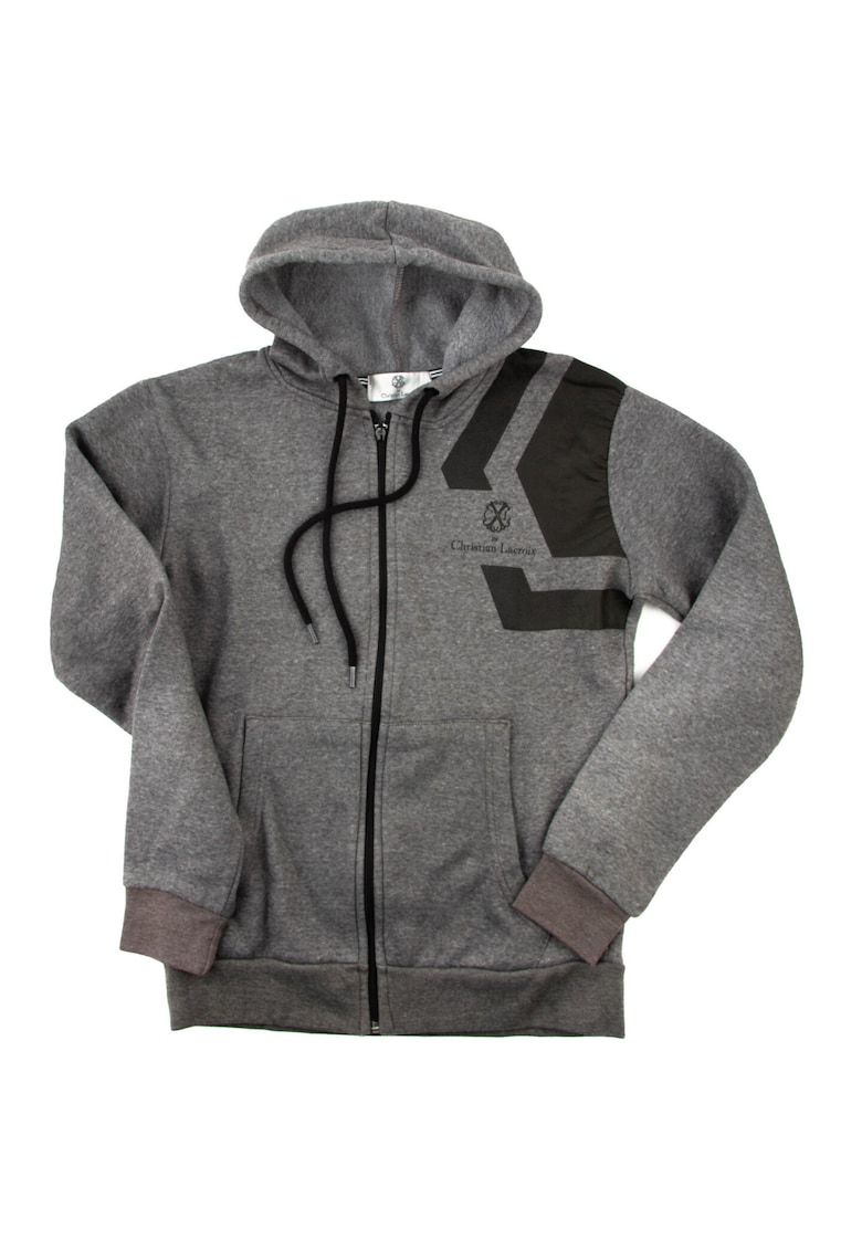 Hanorac barbati  gri - fermoar - gluga - bumbac si poliester