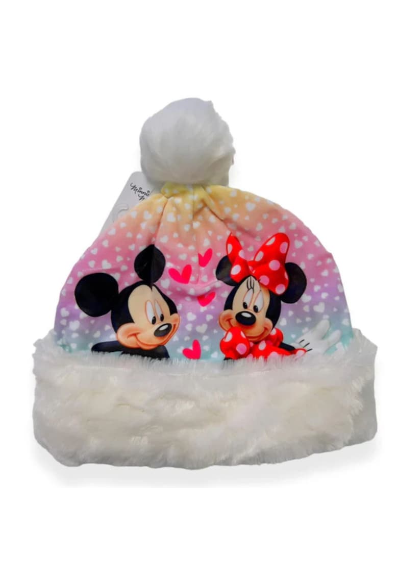 Caciula copii  Minnie Mouse - alb - 100% poliester - captusita cu polar