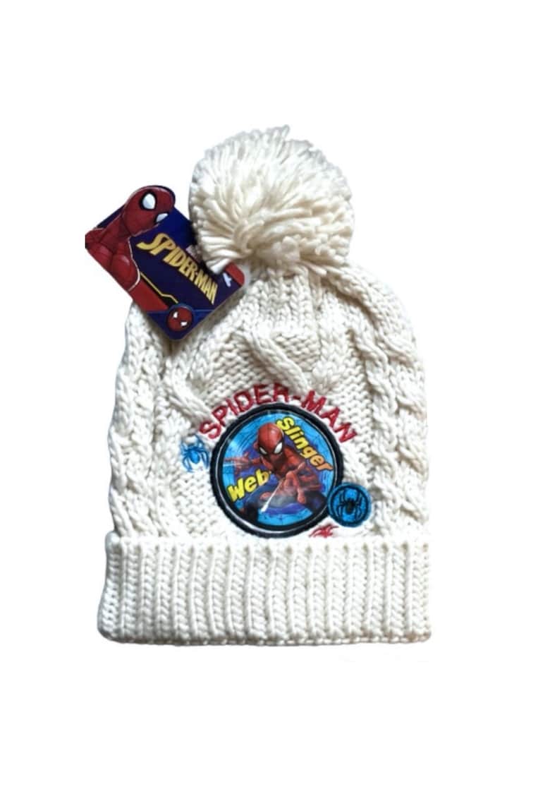 Caciula de iarna  Spiderman - bej - cu pompon