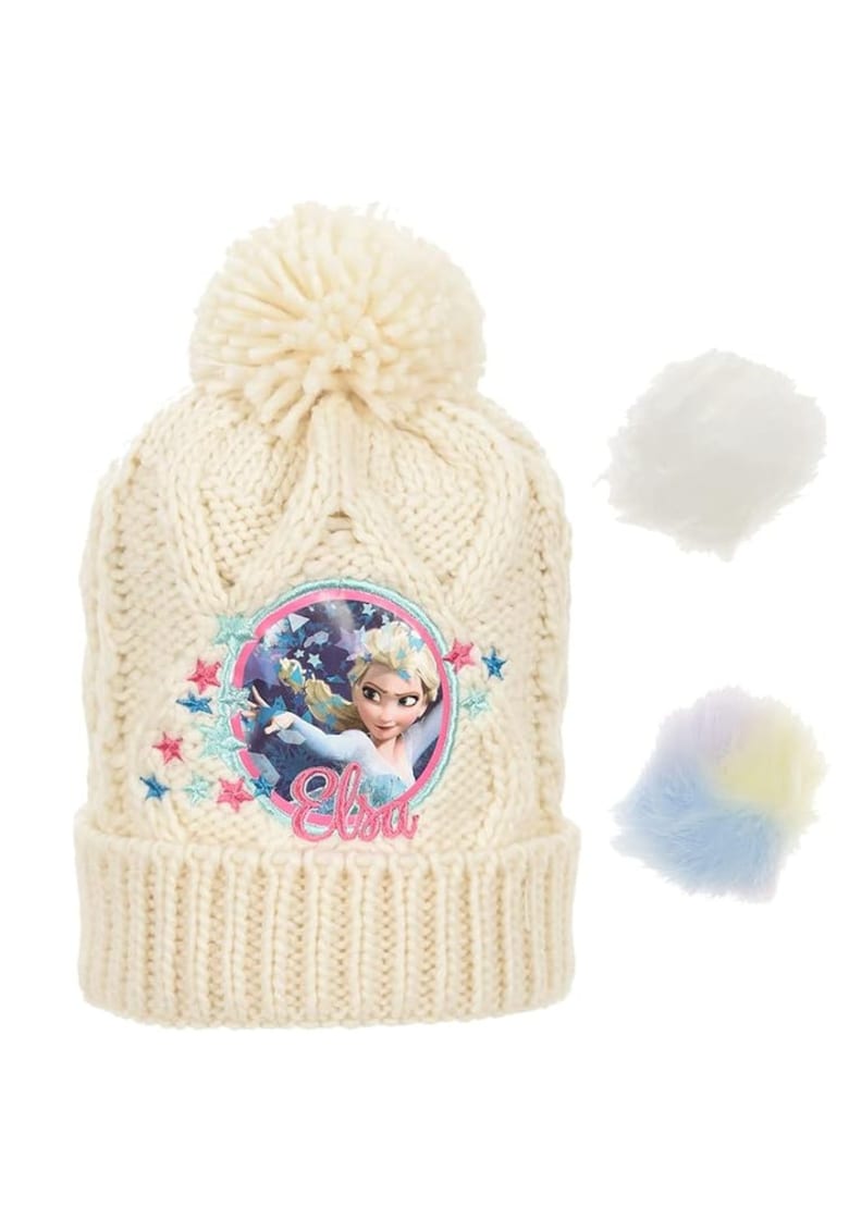 Caciula copii  Frozen - ecru - 52 cm - set cu 3 pompoane