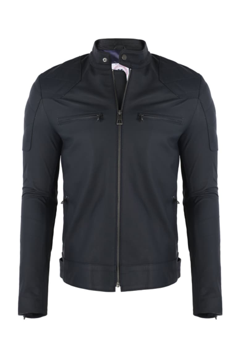 Geaca de piele barbateasca model motociclist - bleumarin - S - Geaca de piele barbateasca model motociclist - bleumarin - S -