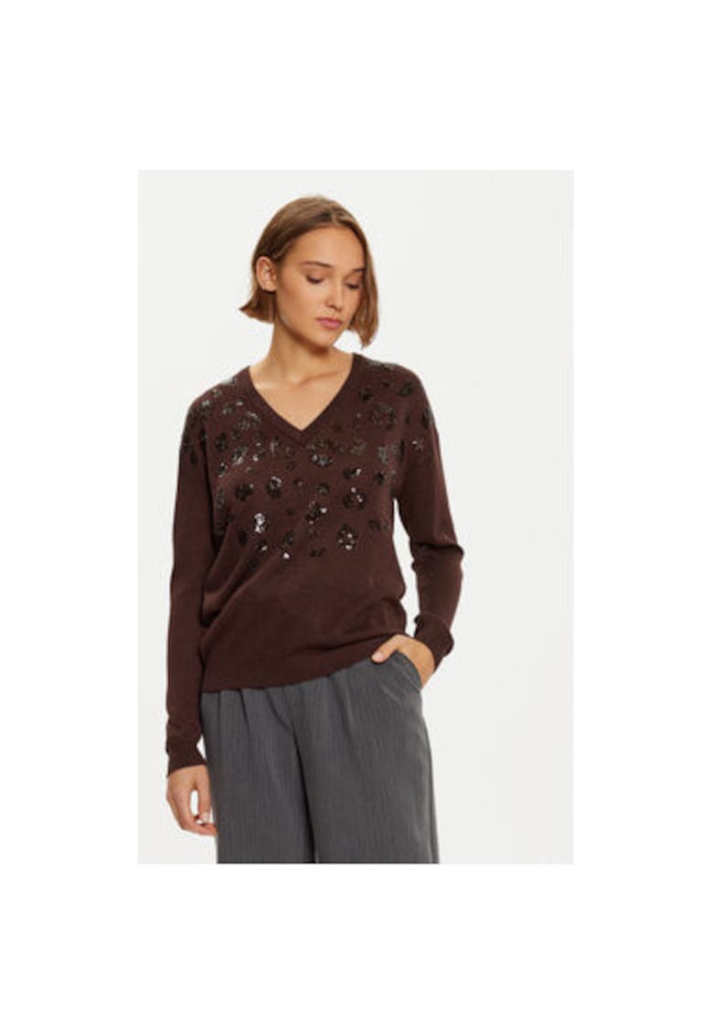 Pulover dama -  304864919 - Viscoza/Poliester - Maro