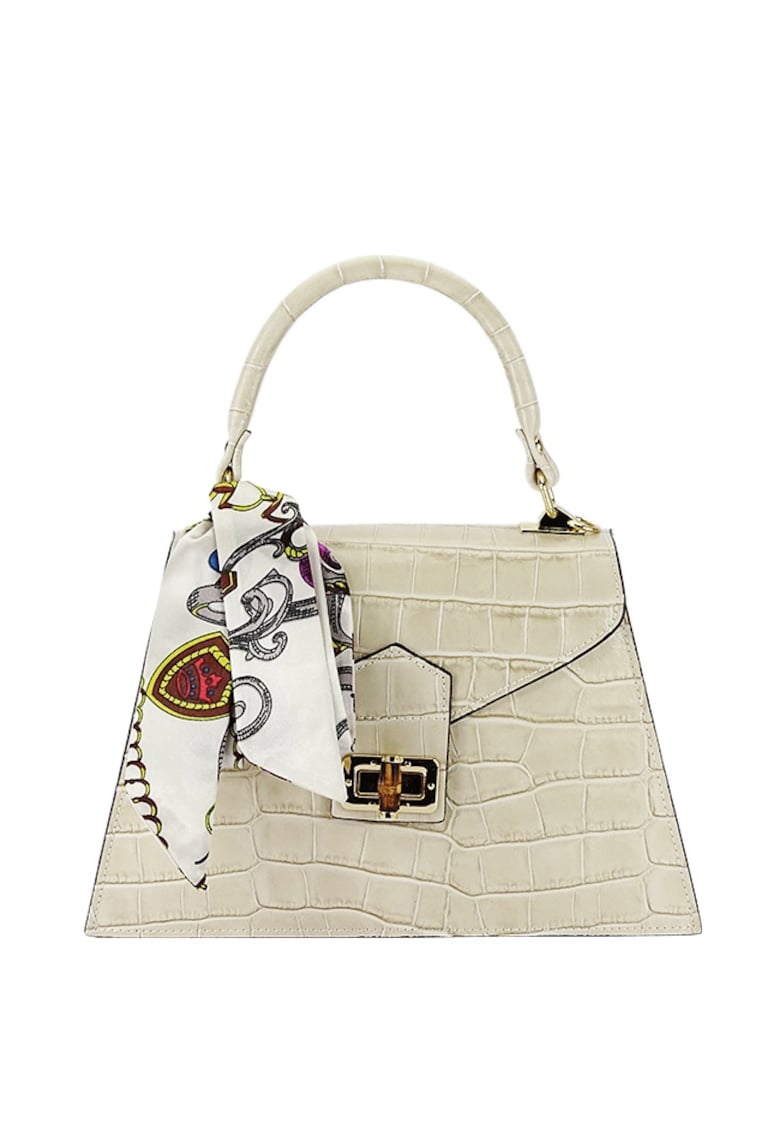 Geanta bej din piele naturala cu esarfa 8953 123 16990