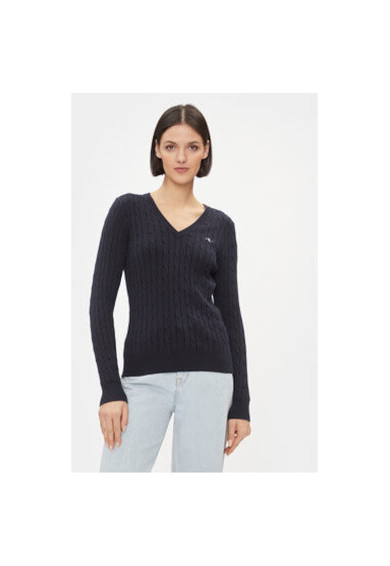 Pulover dama - 303284558 - Bumbac - Albastru