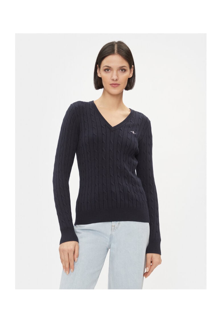 Pulover dama - 303284558 - Bumbac - Albastru - Albastru