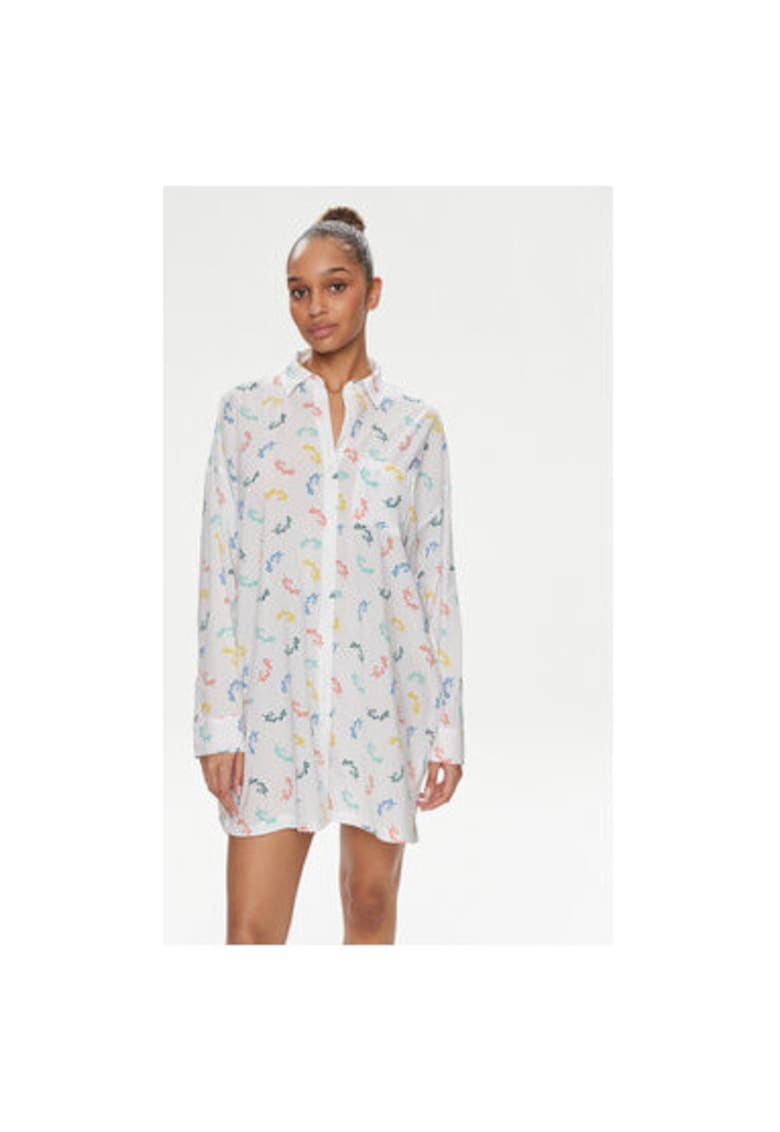 Camasa de noapte dama -  303732356 - Bumbac/Viscoza - Alb