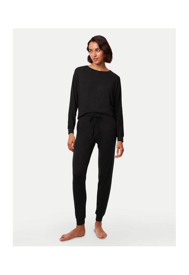 Pantaloni de pijama dama - 304533686 - Viscoza/Poliester - Negru