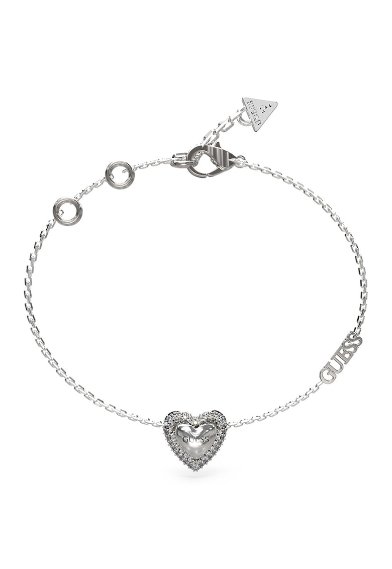 Bratara din otel inoxidabil cu inima din cristal - Argintiu
