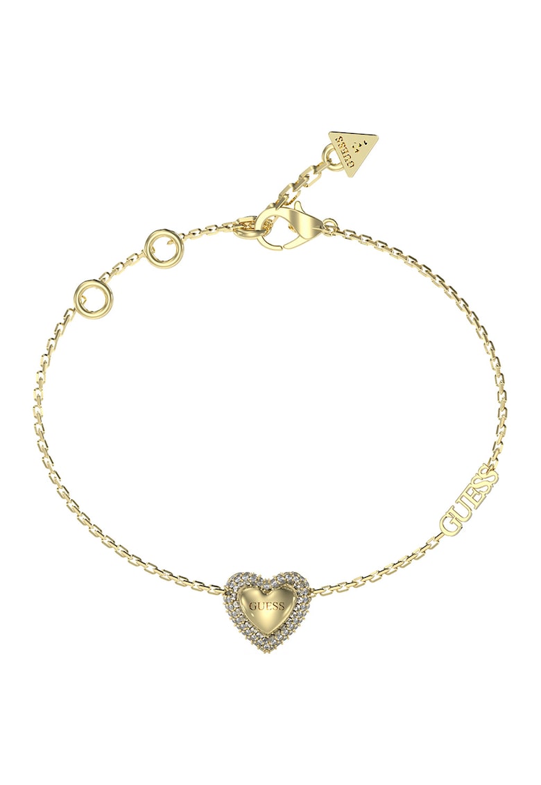 Bratara din otel inoxidabil cu inima din cristal - Auriu/Transparent