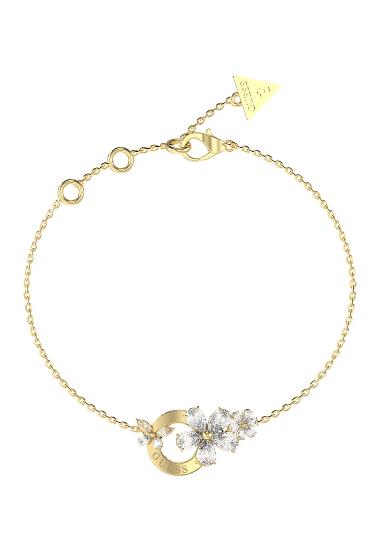 Guess Bratara cu talismane florale din cristal - Auriu/Transparent