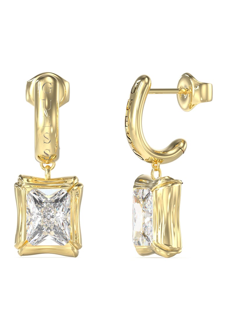 Cercei drop cu cristale - Auriu/Transparent