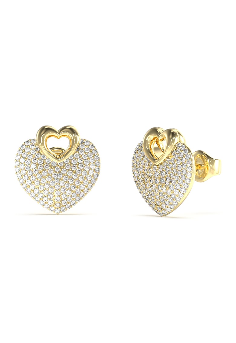 Cercei de otel inoxidabil cu cristale Heart - Auriu/Transparent