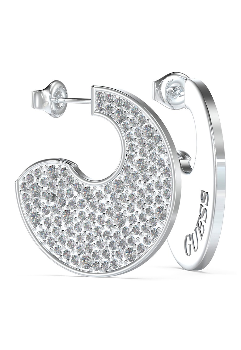 Cercei semirotunzi cu tija si cristale