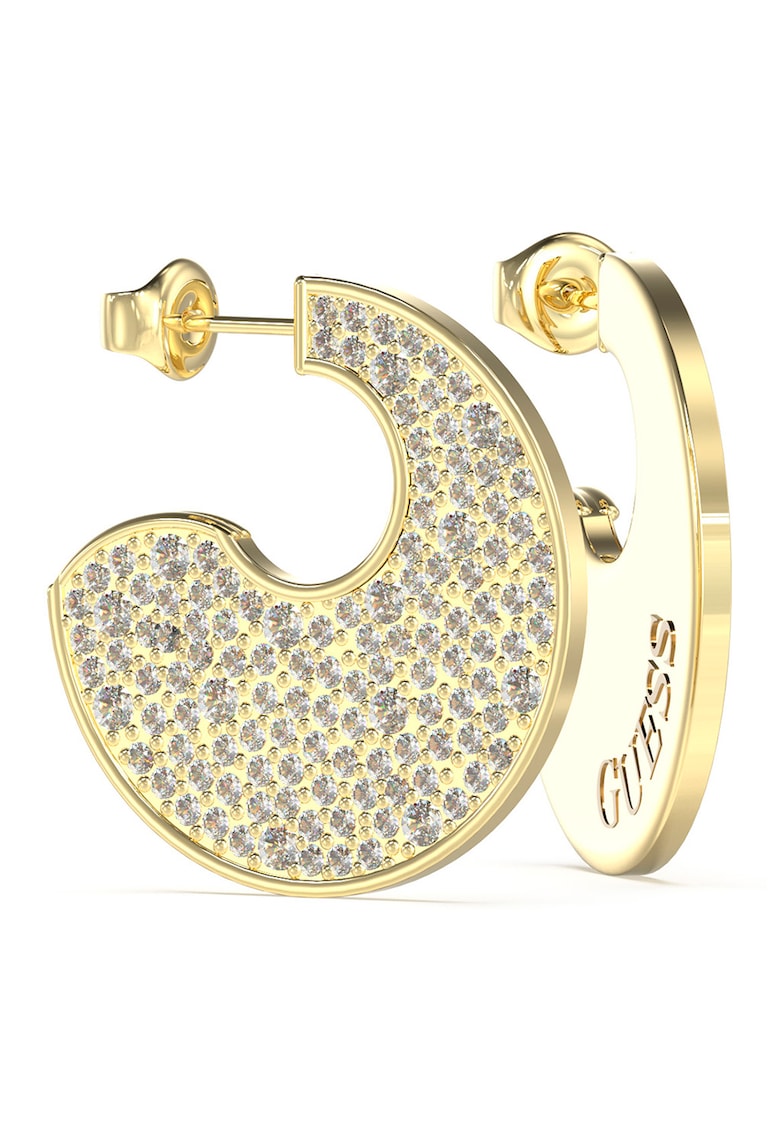 Cercei semirotunzi cu tija si cristale