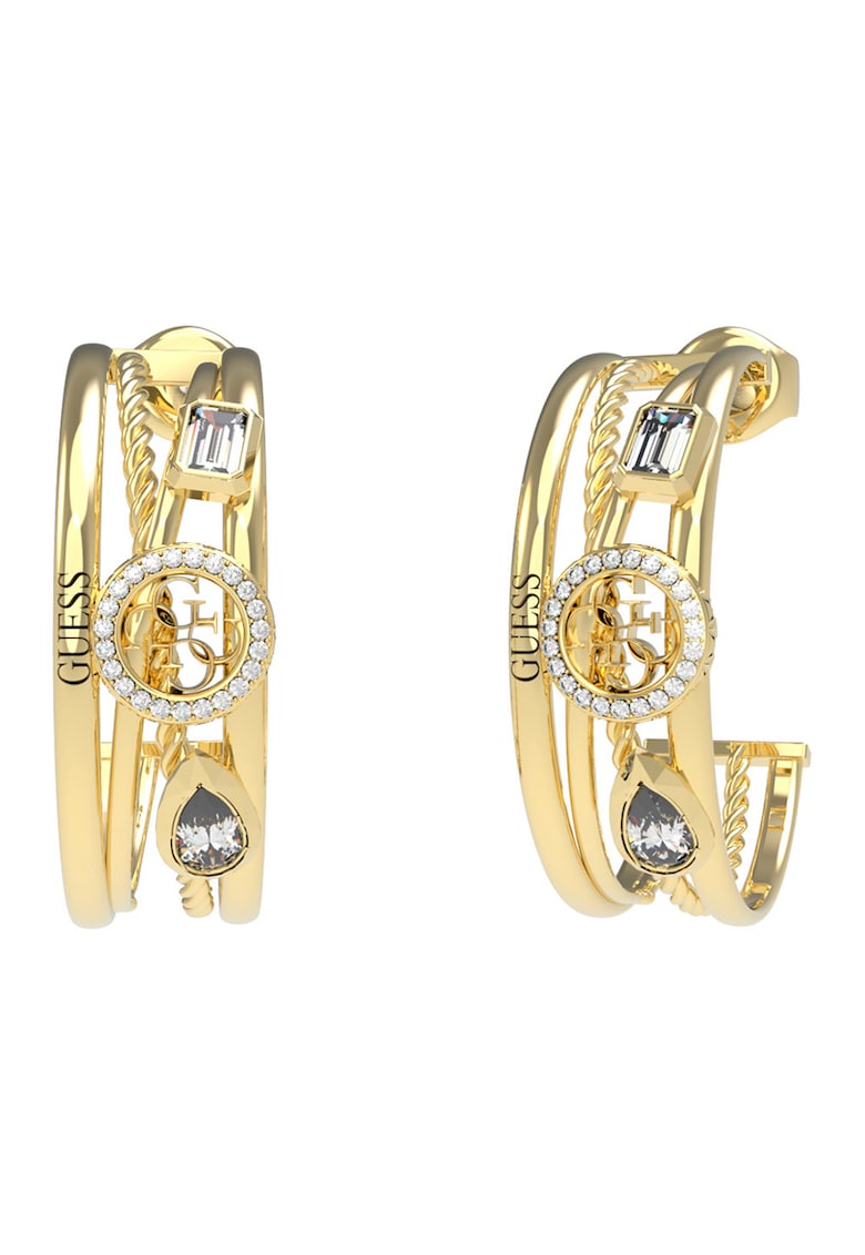 Cercei rotunzi din otel inoxidabil cu cristal