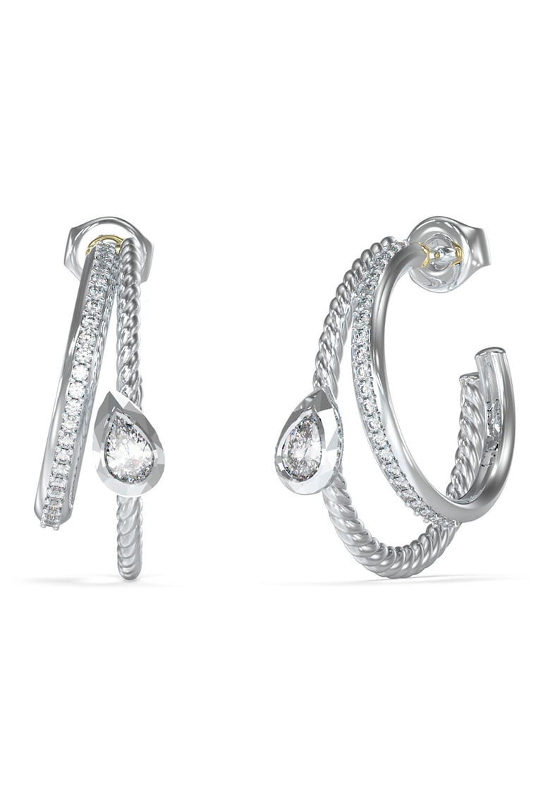 Cercei rotunzi din otel inoxidabil - cristal si zirconia