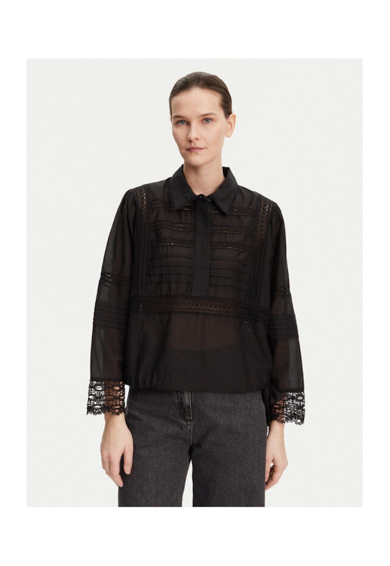 Camasa dama - 304892790 - Bumbac organic/Viscoza - Negru - Negru