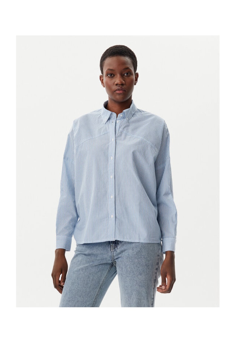 Camasa dama - 304893704 - Bumbac - Albastru - Albastru