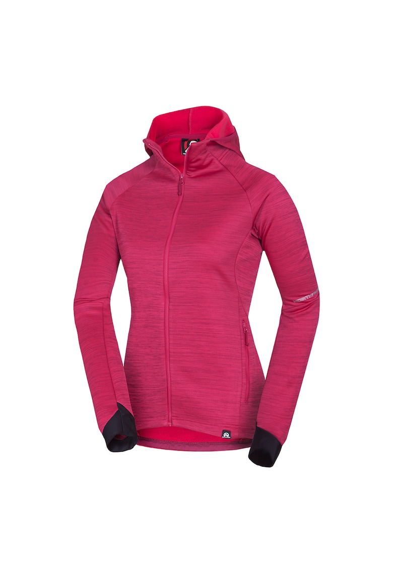 Bluza fleece melange cu gluga pentru femei Buin - Rosu