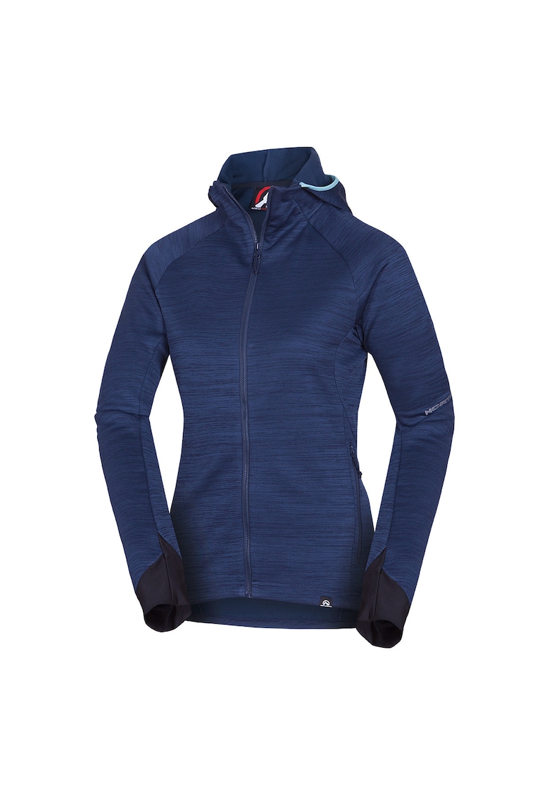 Bluza fleece melange cu gluga pentru femei Buin - Albastru melange