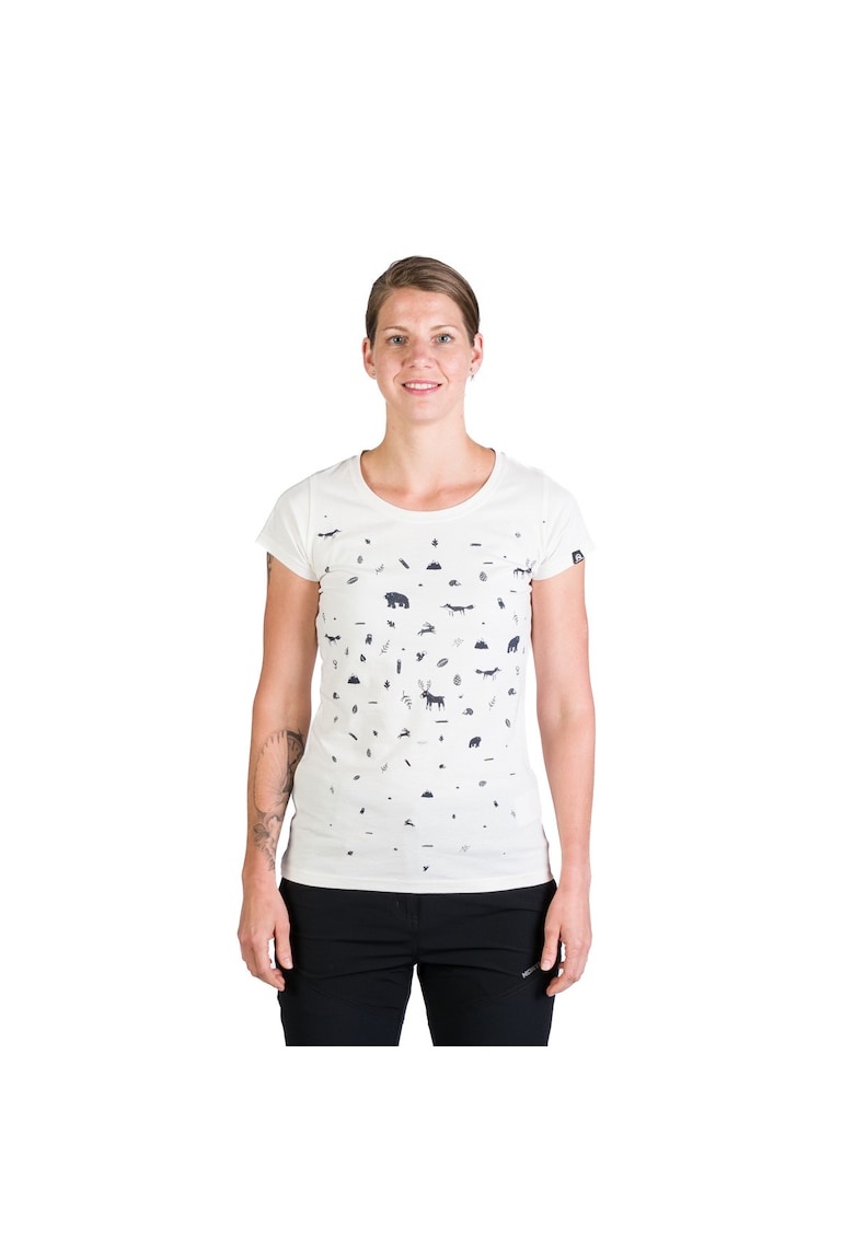 Tricou dama respirabil din bumbac organic cu imprimeu Judith white