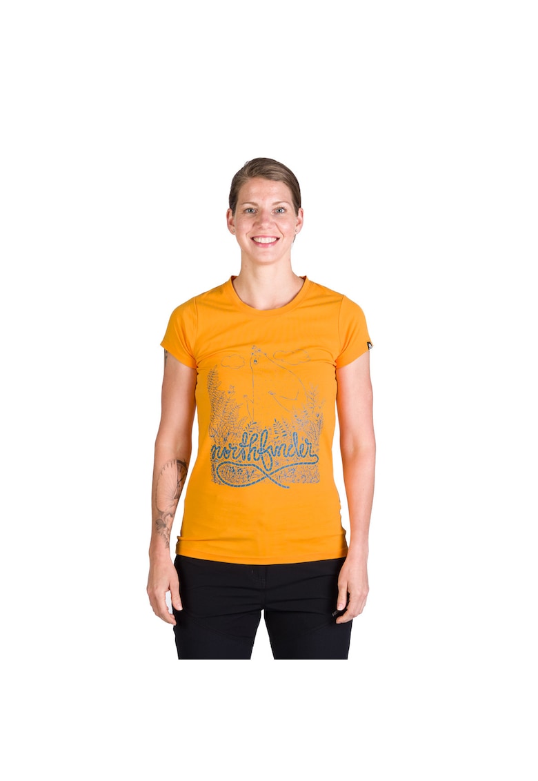 Tricou elastic din bumbac pentru femei Mable - Portocaliu deschis