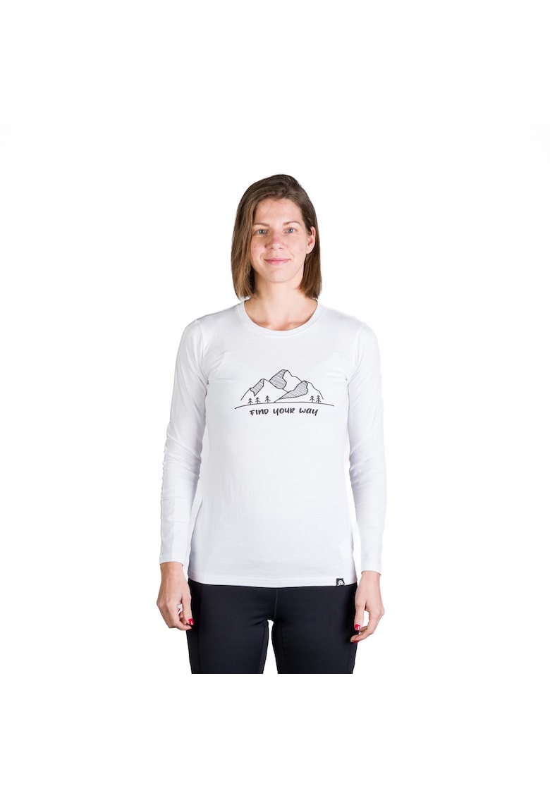 Tricou dama cu maneca lunga bumbac Sonya white