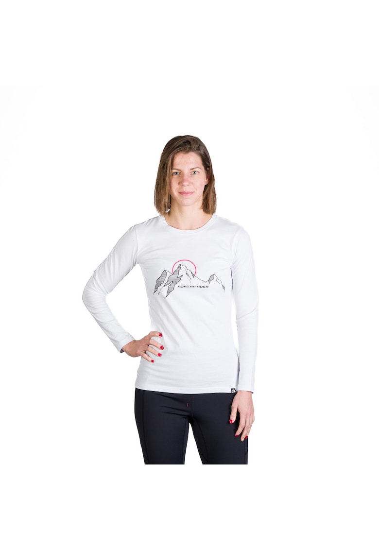 Tricou dama cu maneca lunga bumbac Shari white