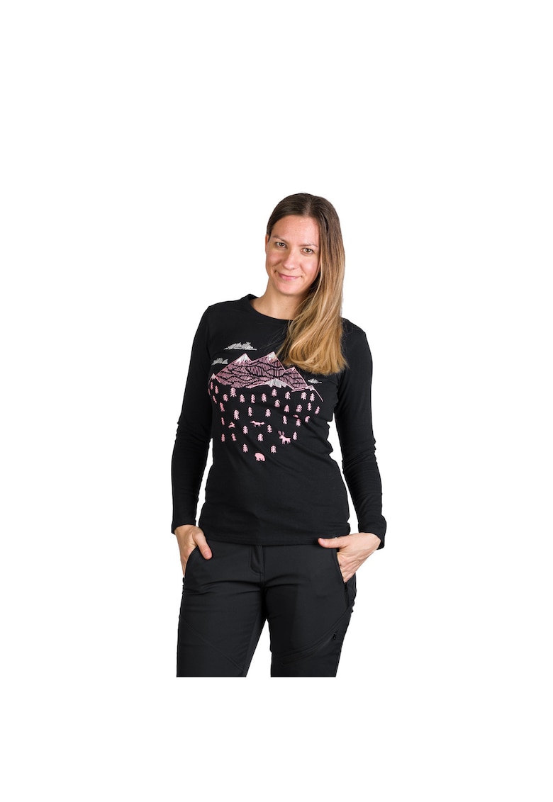 Tricou cu maneca lunga din bumbac dama Deann black