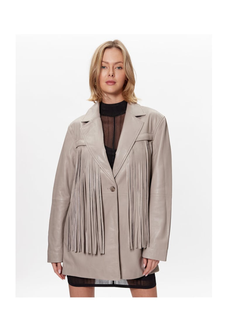 Sacou dama - 302083763 - Piele naturala - Gri - Gri