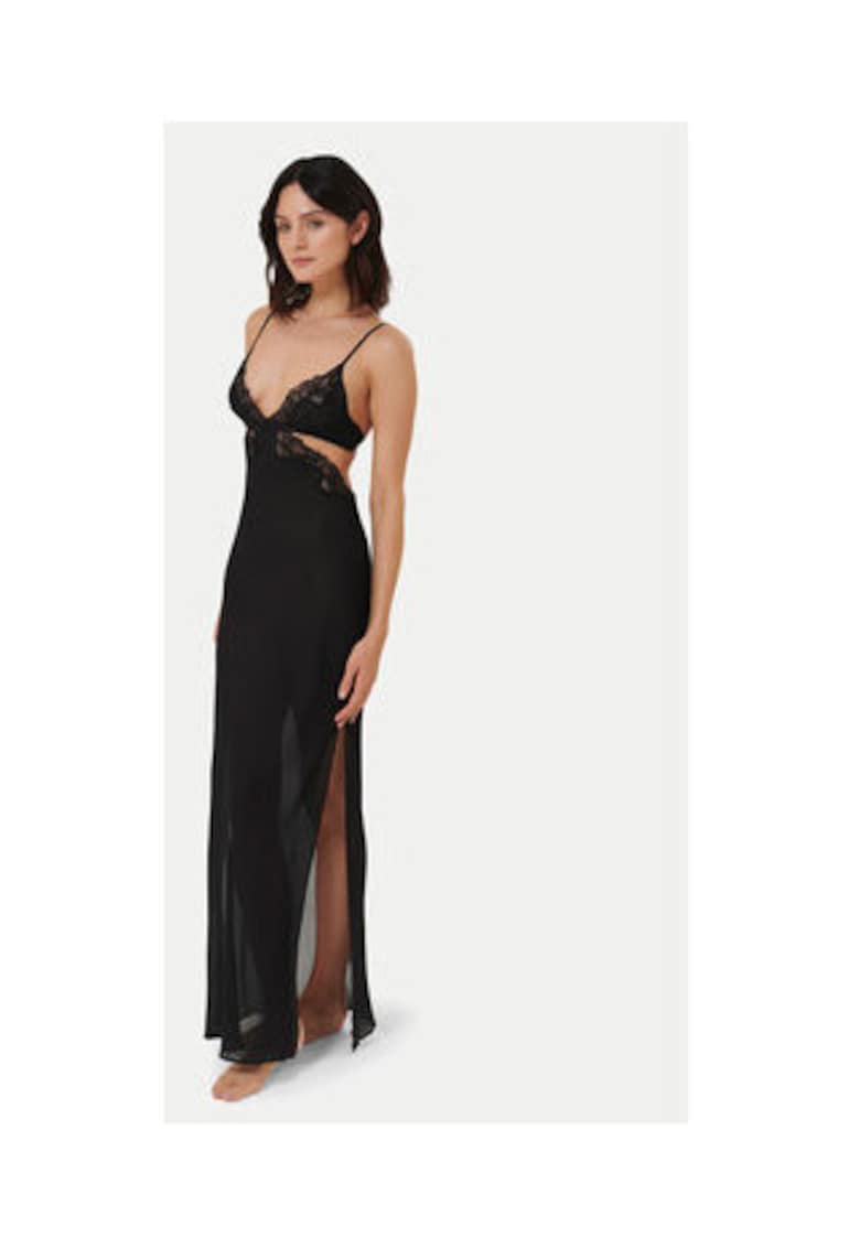 Pijamale dama -  camasa de noapte - neagra - 100% poliester reciclat - Pijamale dama -  camasa de noapte - neagra - 100% poliester reciclat -