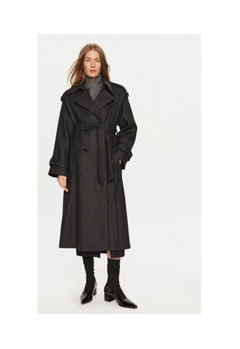 Palton dama - 304952135 - Lana/Poliamida - Gri - Negru