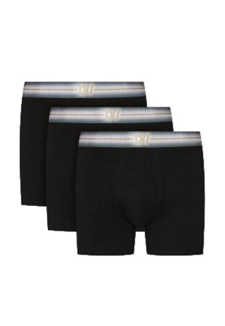 Set 3 perechi boxeri barbati 300 8100 49 -  Bumbac/Elastan - Negru -