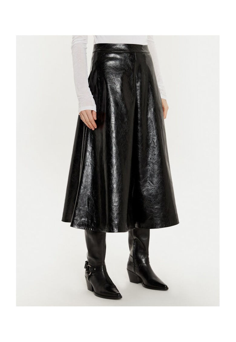 Fusta dama - 304295195 - Piele ecologica - Negru - Negru