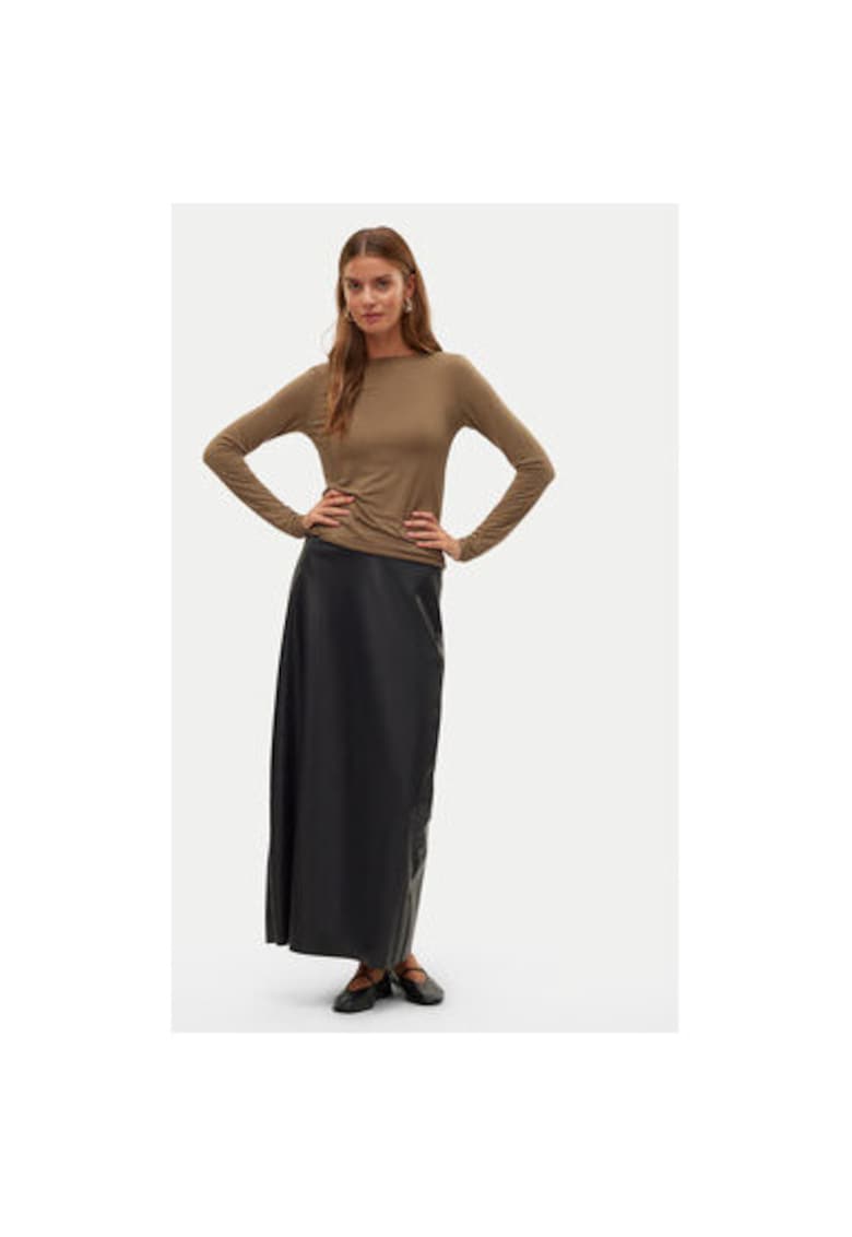 Fusta dama - 304910074 - Piele ecologica - Negru - Negru