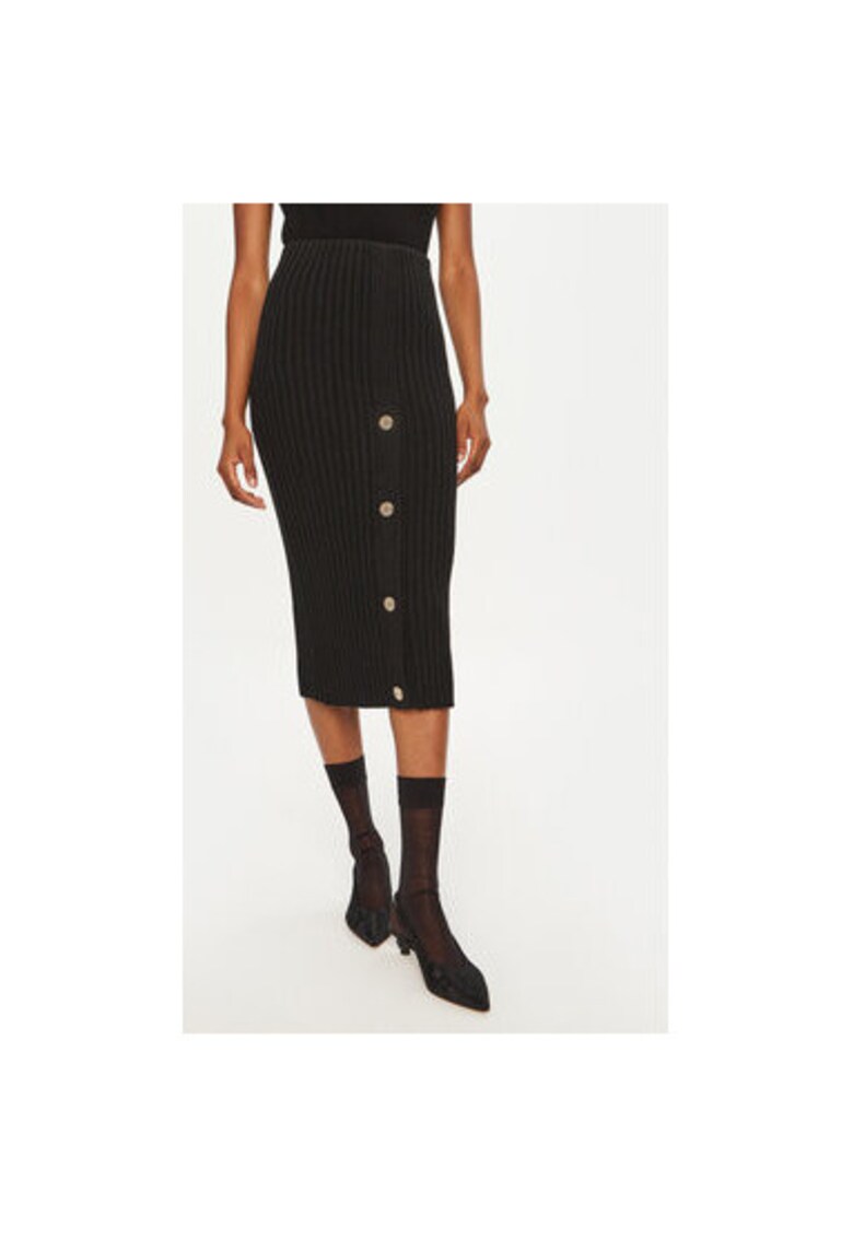 Fusta dama - 305038463 - Viscoza/Nylon/Lana - Negru - Negru