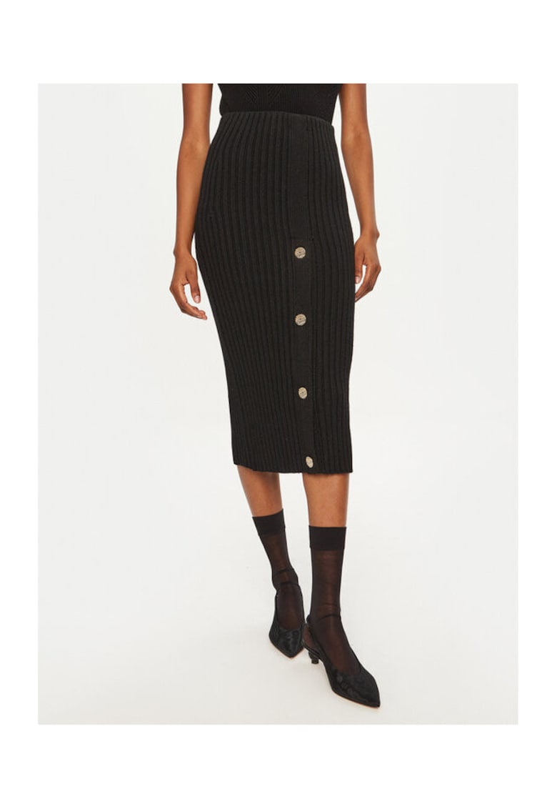 Fusta dama - 305038463 - Viscoza/Nylon/Lana - Negru - Negru