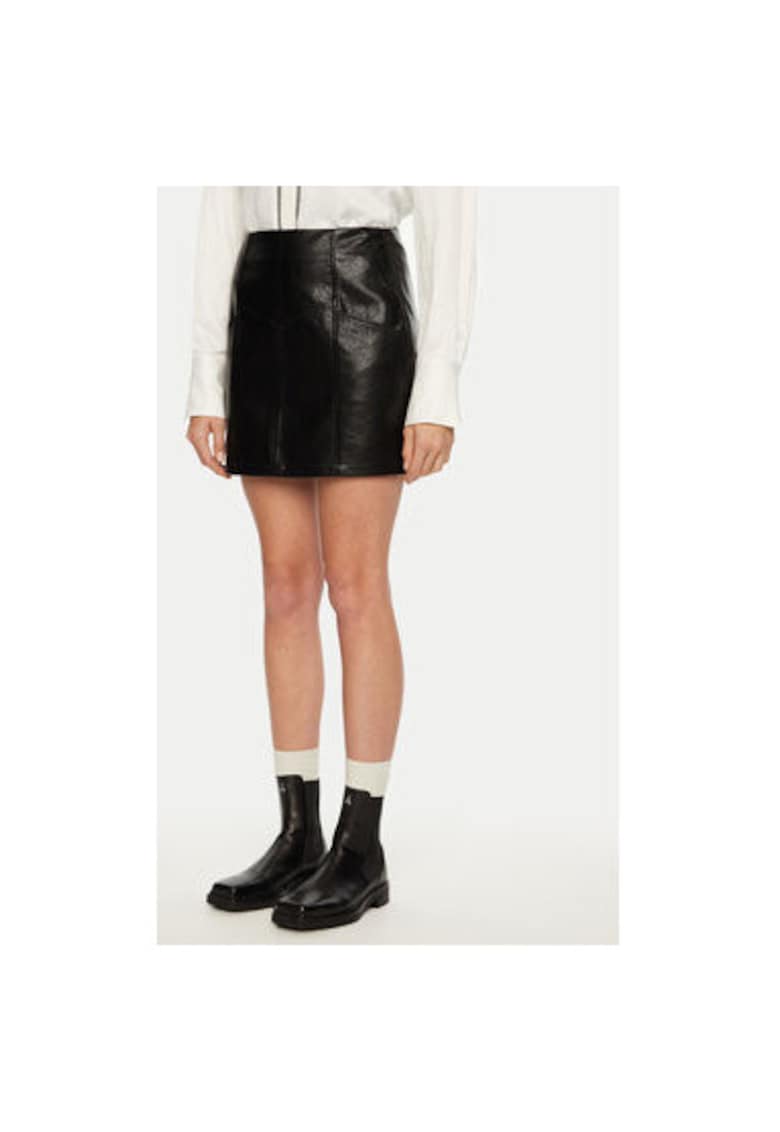 Fusta dama - 304581939 - Piele ecologica - Negru - Negru