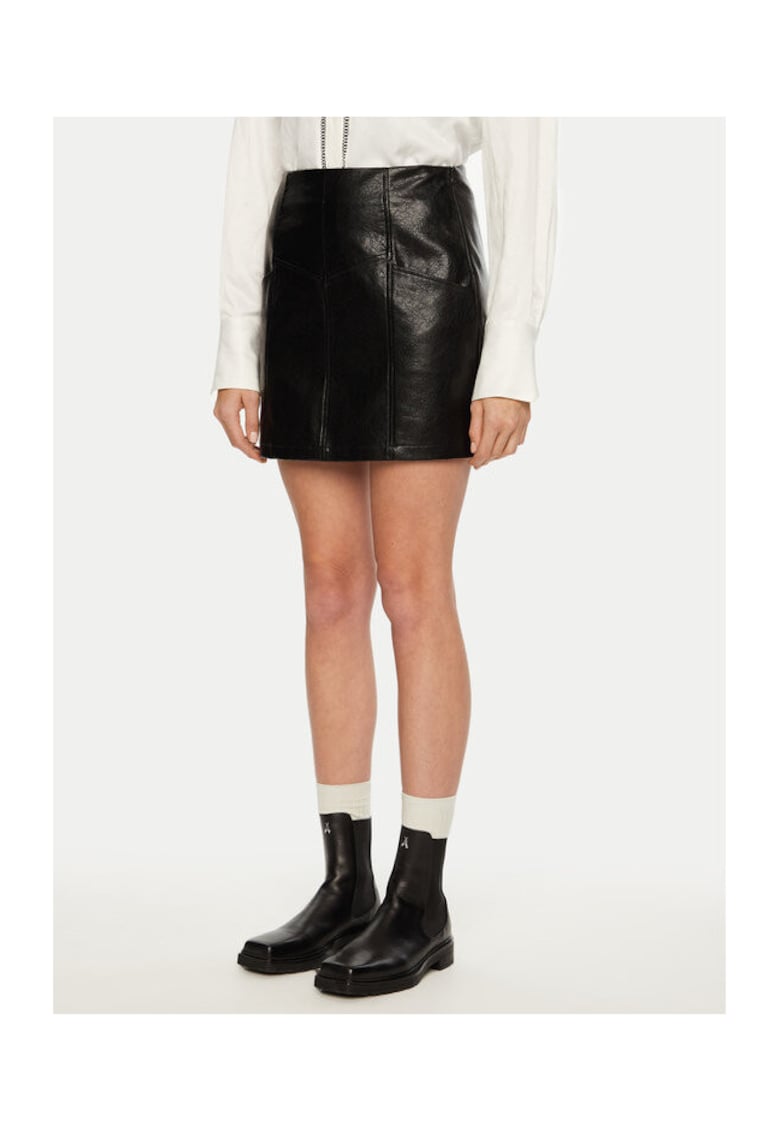 Fusta dama - 304581939 - Piele ecologica - Negru - Negru