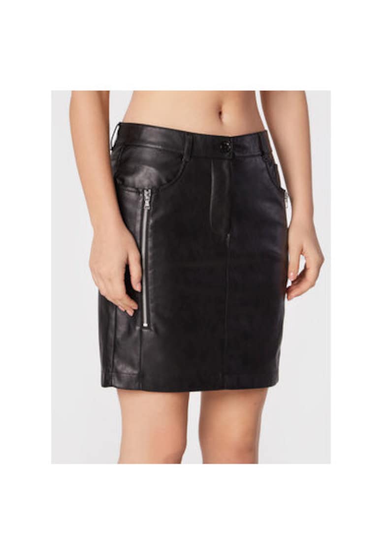 Fusta dama -  301359050 - Poliester/Piele ecologica - Negru