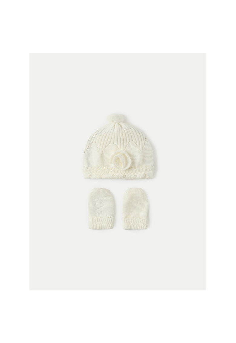 Set caciula si fular fete - 304315527 - Bumbac - Bej - Bej