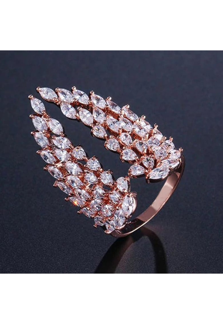 Inel rose gold - ajustabil - forma de aripi - cu pietre din zirconiu - Jarvis C9 -