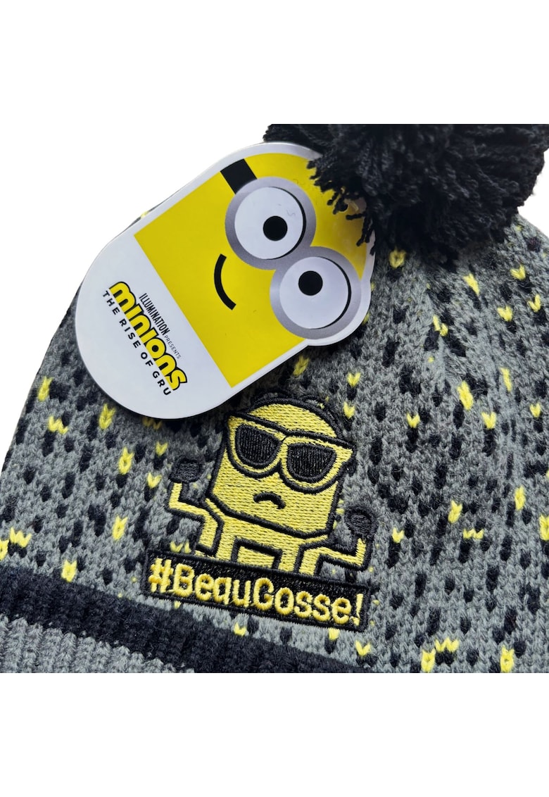 Caciula de iarna  pentru baieti - gri - cu pompon - marime unica