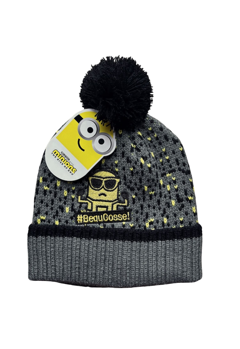 Caciula de iarna  pentru baieti - gri - cu pompon - marime unica