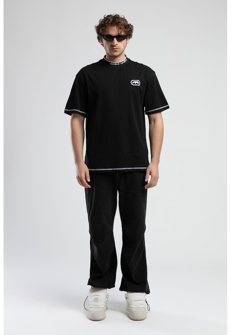 Tricou din bumbac cu detalii contrastante Tricou din bumbac cu detalii contrastante