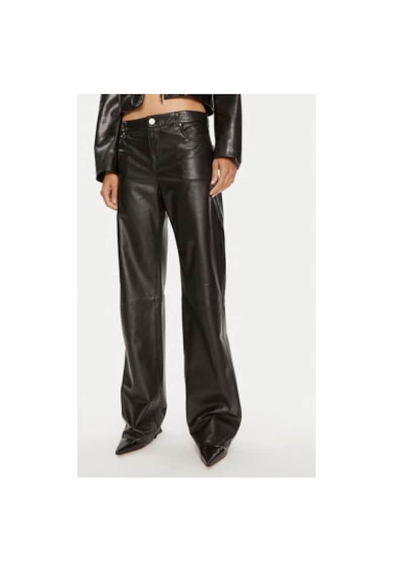 Pantaloni dama -  304005244 - Piele naturala - Negru