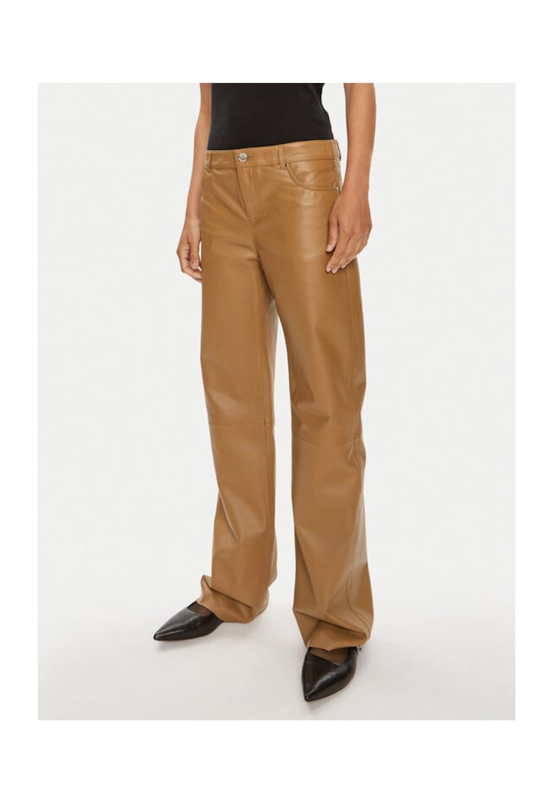 Pantaloni dama - 304005251 - Piele naturala - Maro - Maro