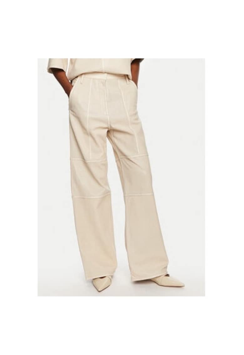 Pantaloni dama -  304610264 - Piele naturala - Bej