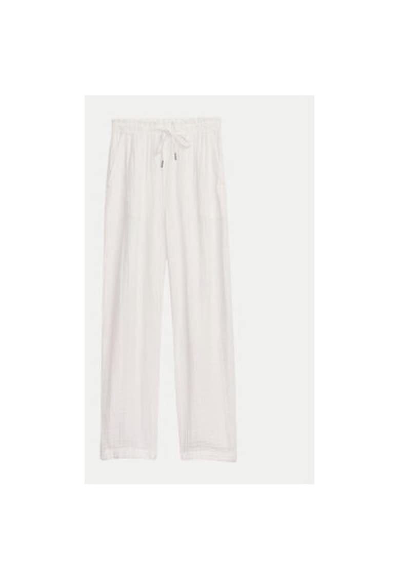 Pantaloni dama - 304508455 - Bumbac - Alb
