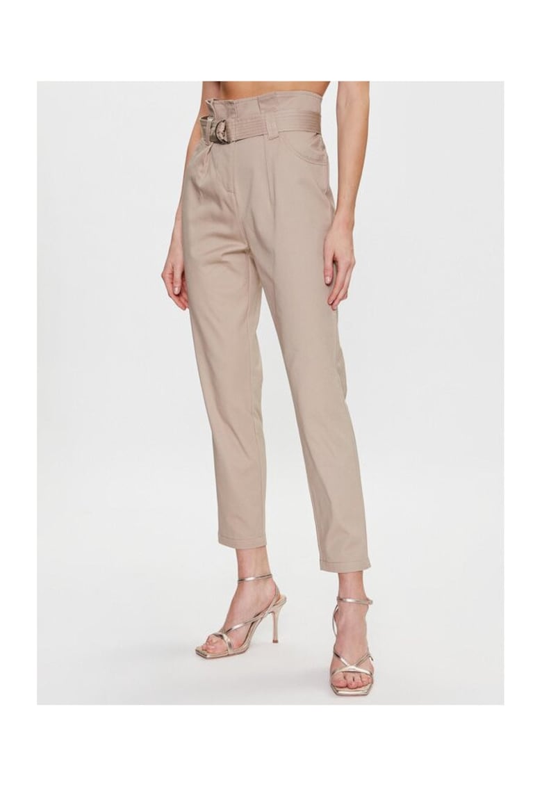 Pantaloni dama - 302900954 - Bumbac - Bej - Bej
